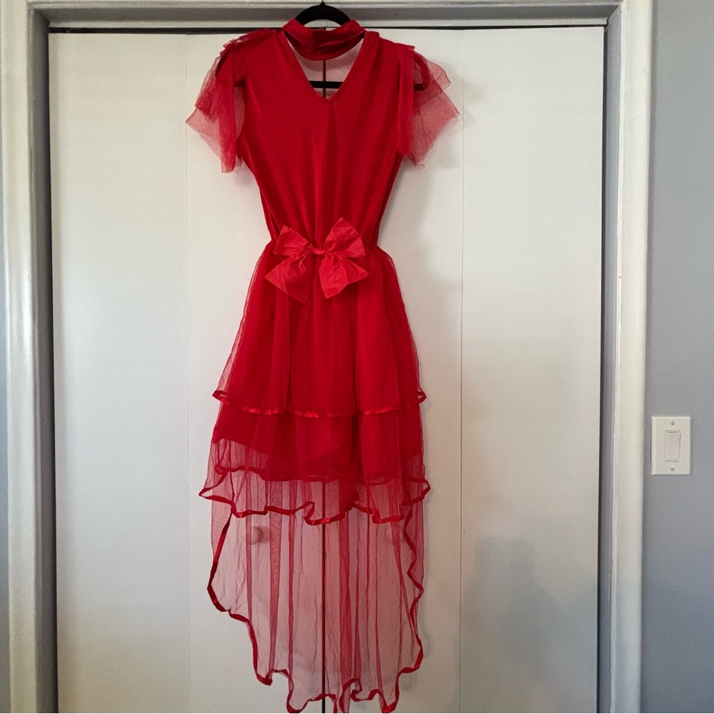 Lydia Deetz Beetlejuice Red Wedding Dress Costume Women’s M Cosplay Set - Picture 3 of 14